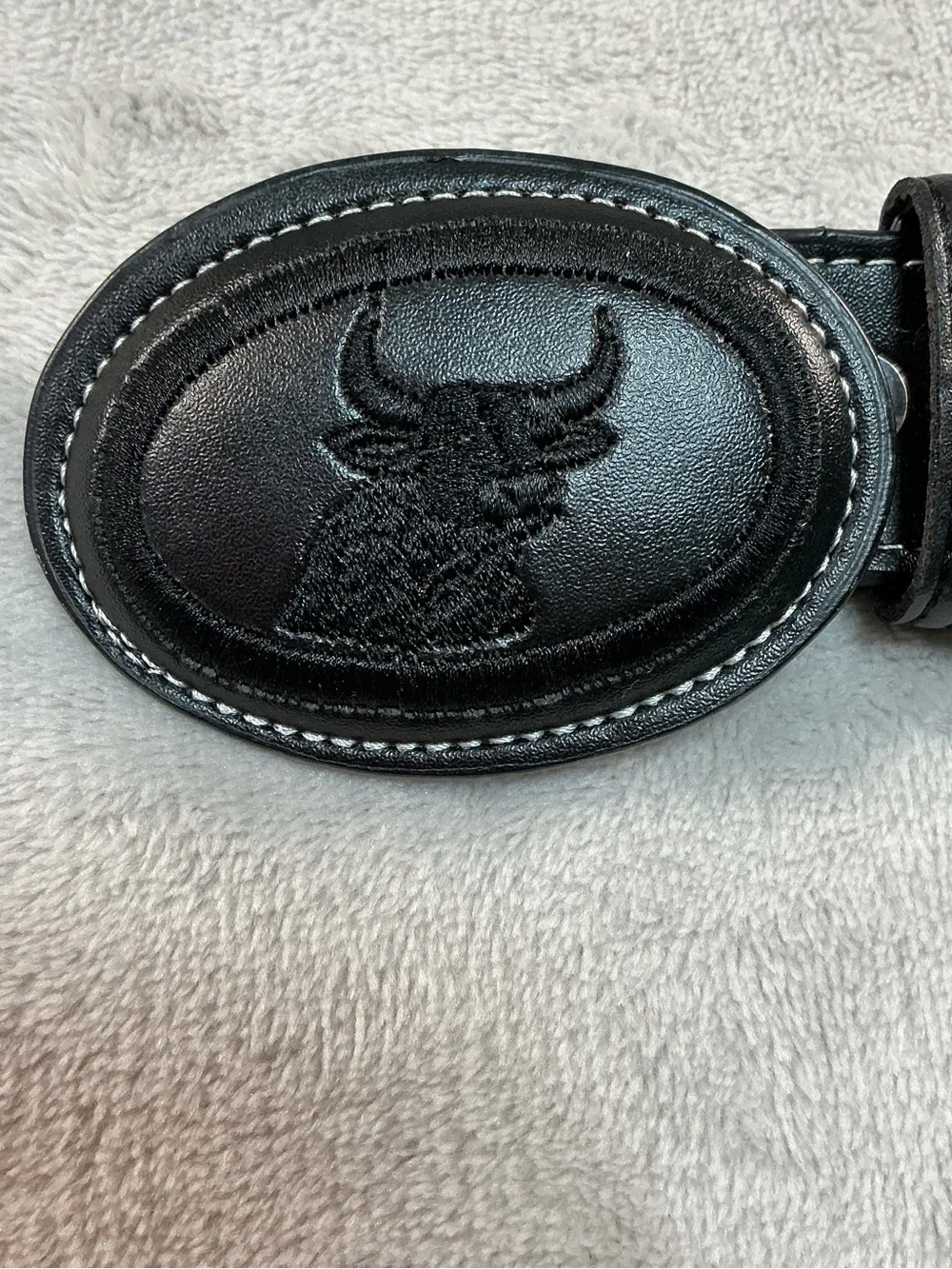 Kids Black Western Belt With Bull Buckle